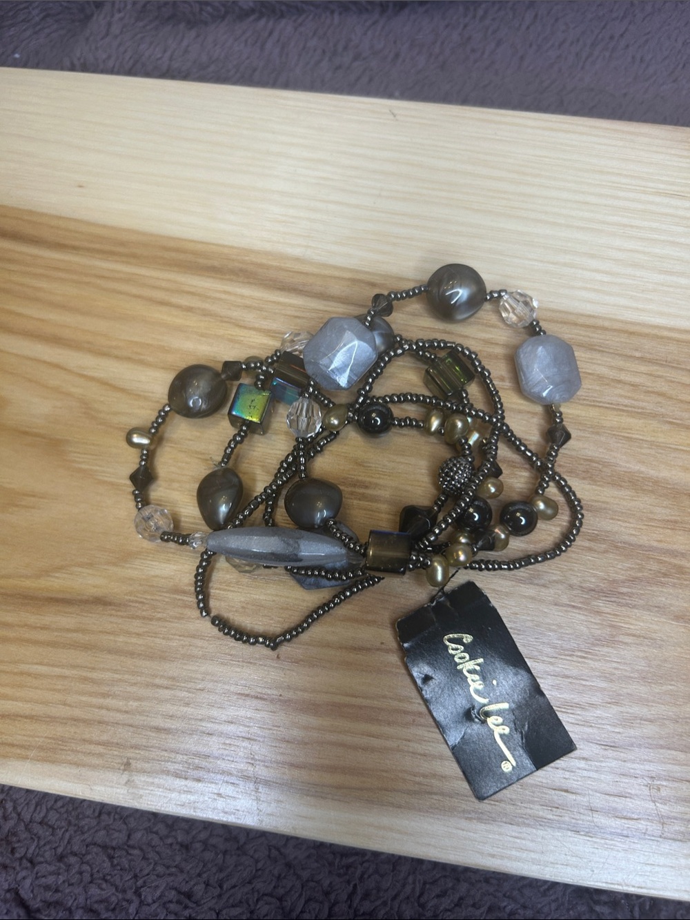 Cookie Lee Multi-Strand Gray Beaded Bracelets